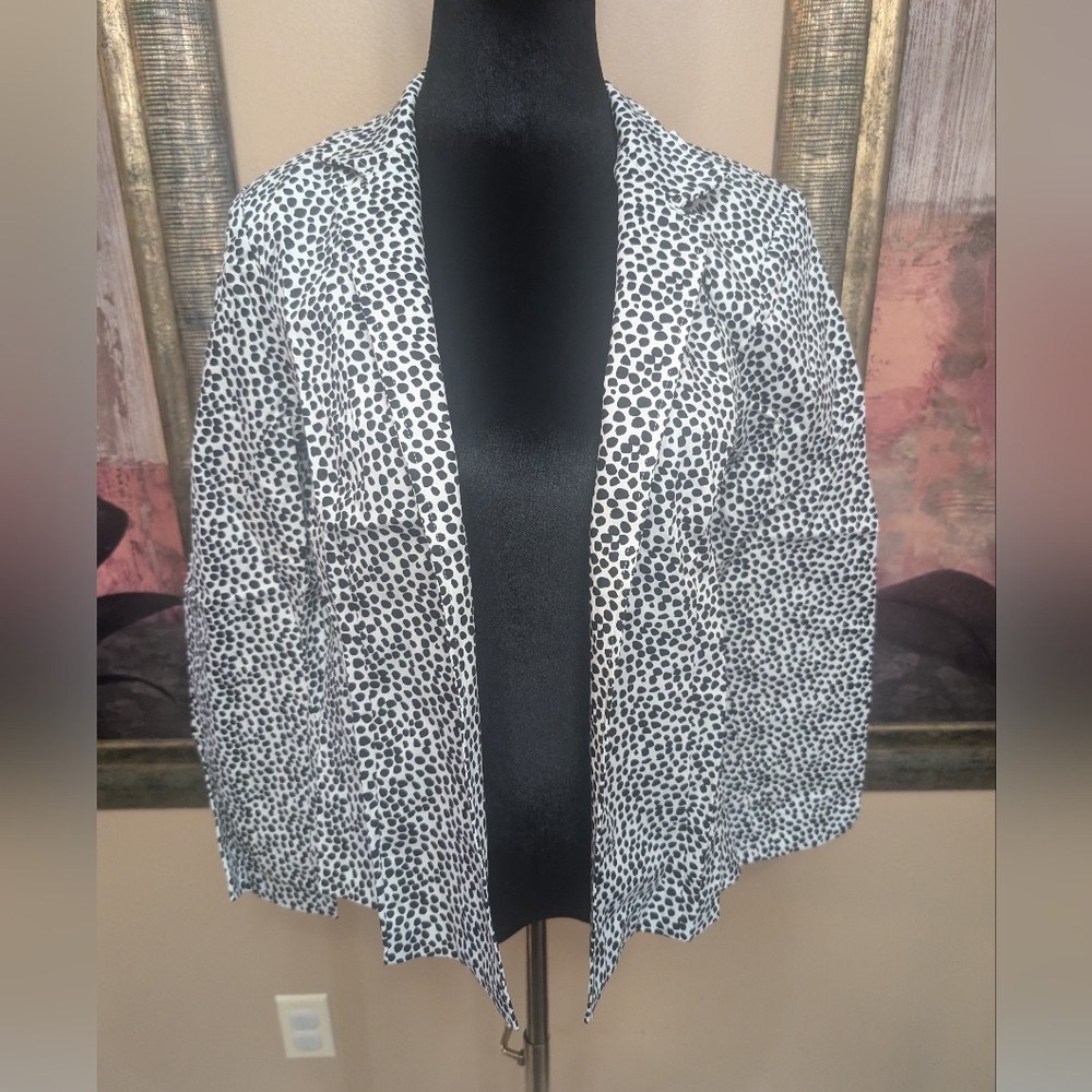 NEW Draper's Damon's Women's Size Petite Small Lightweight Polka Dot Open Jacket